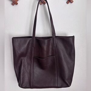 NEW Banana Republic Dark Brown Leather Tote Suede Interior